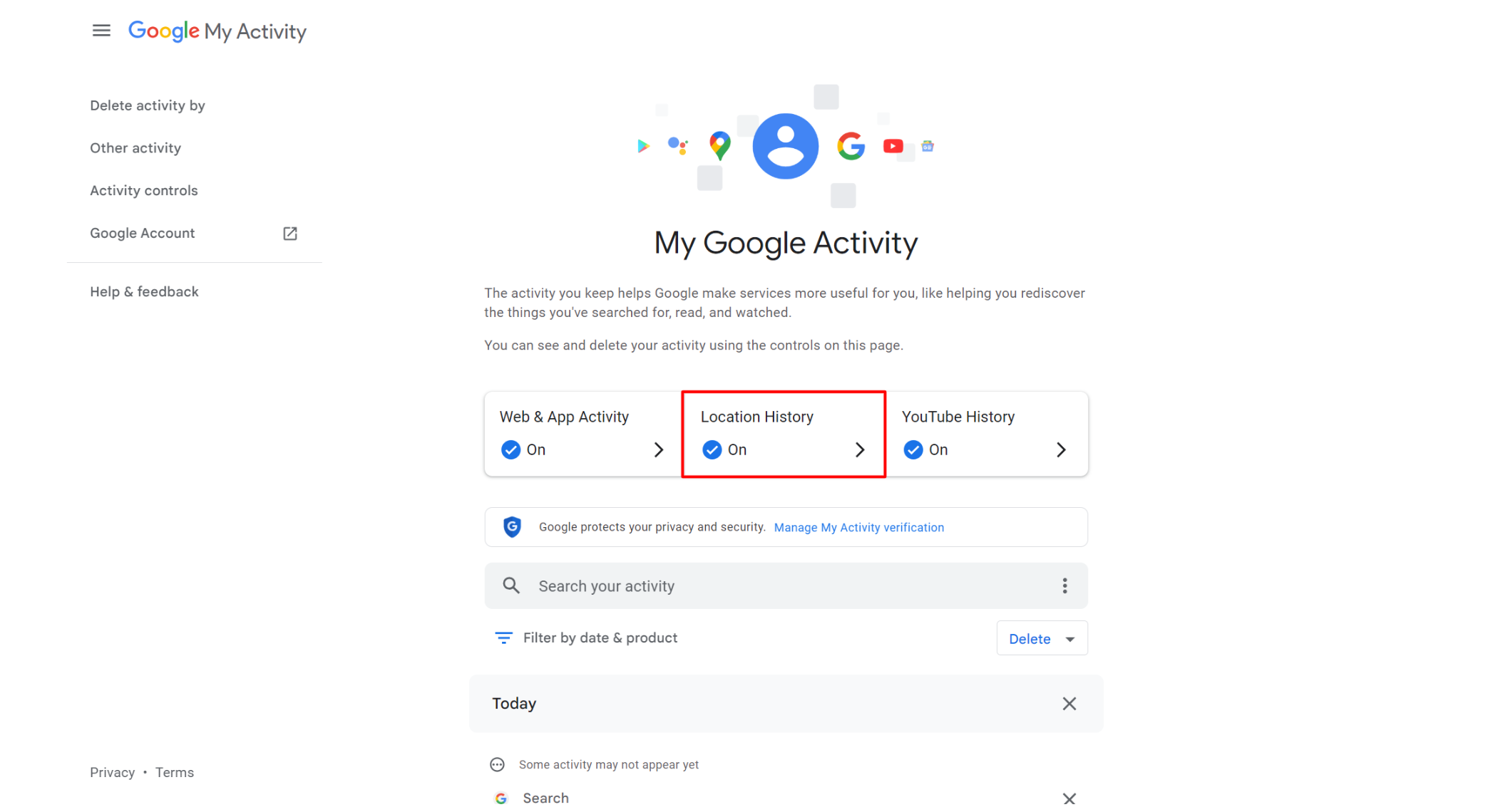 Google My Activity Screenshot